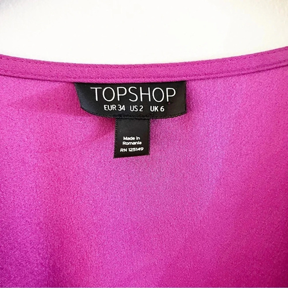 TopShop Dress Purple Ruffled Wrap Mini Dress Size 2 - Picture 6 of 7